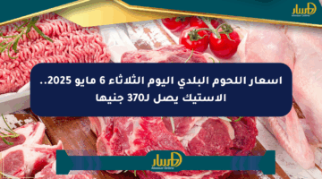 أسعار اللحوم البلدي اليوم الثلاثاء 6 مايو 2025.. الاستيك يصل لـ370 جنيها